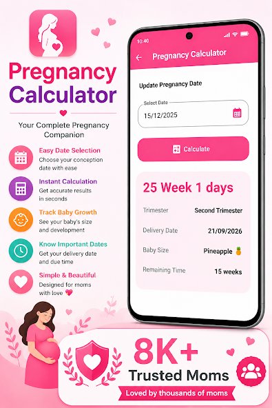 Pregnancy Calculator App features overview
